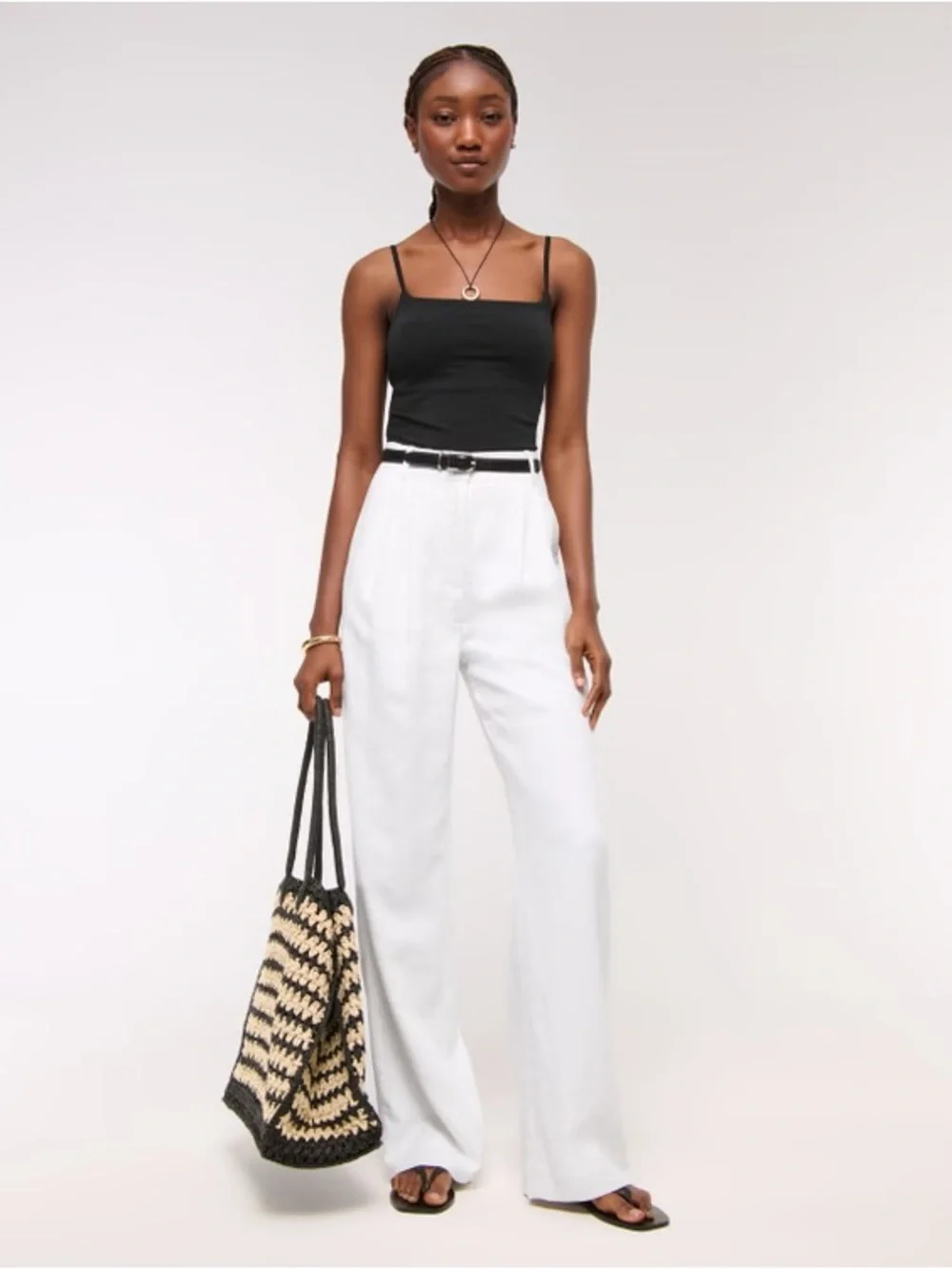 A&F Wide Leg Tailored Linen Pants